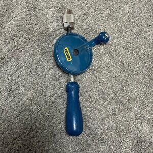 Stanley Handyman No 1214 Hand Drill Blue Metal Gears Vintage Tool